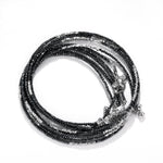 18K WHITE GOLD PLATED MOISSANITE BLACK BEADS NECKLACE CHAIN IN STERLING SILVER