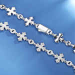 MOISSANITE CROSS LINK CHAIN NECKLACE IN STERLING SILVER