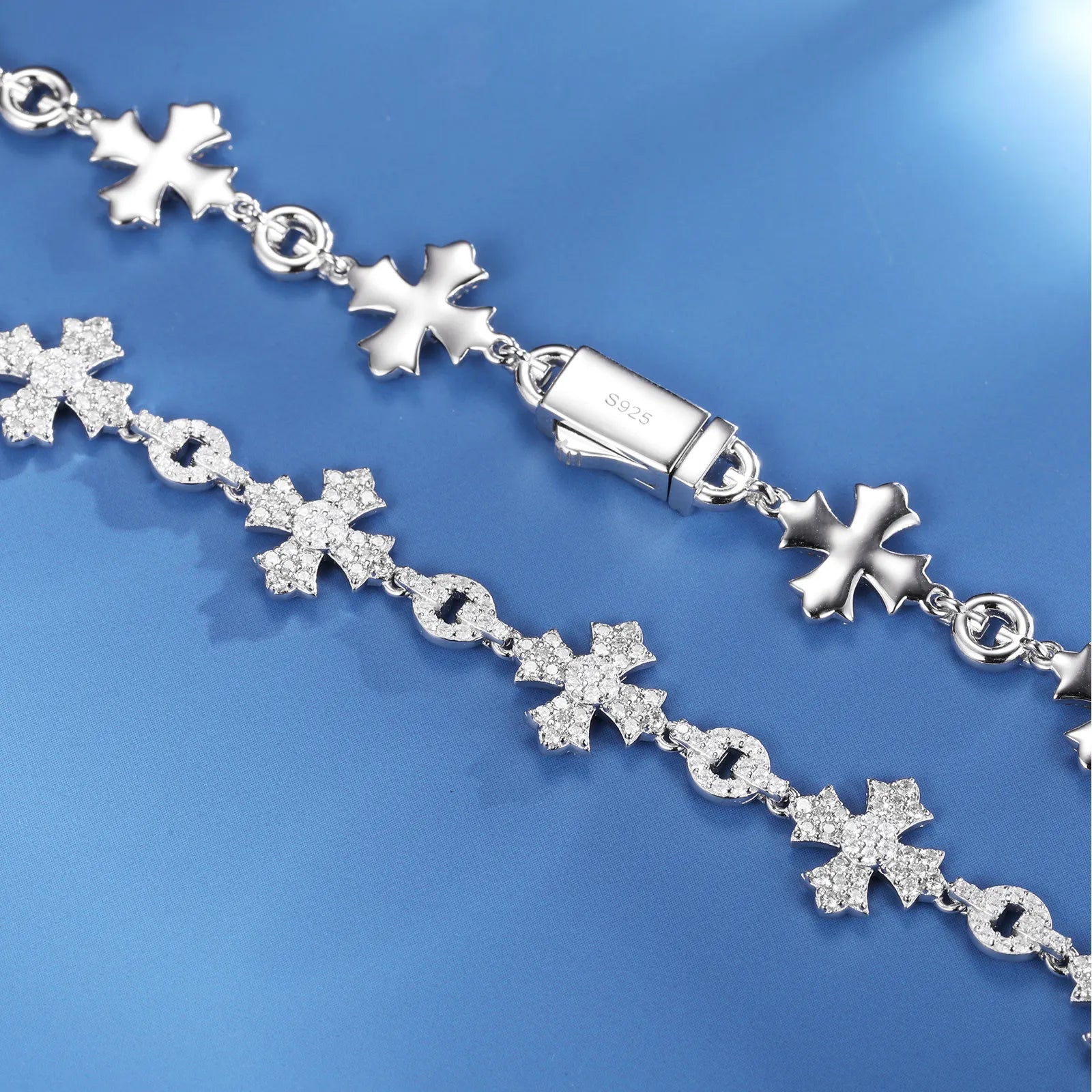 MOISSANITE CROSS LINK CHAIN NECKLACE IN STERLING SILVER - IVORY & EBONY