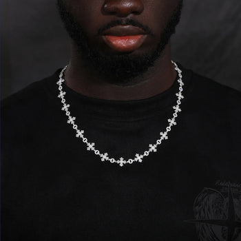 MOISSANITE CROSS LINK CHAIN NECKLACE IN STERLING SILVER - IVORY & EBONY