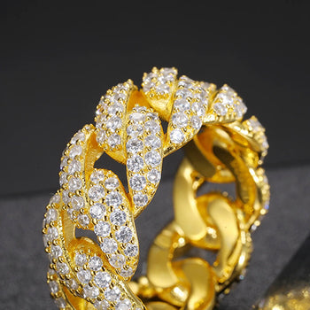 MOISSANITE CUBAN BAND RING IN STERLING SILVER - IVORY & EBONY