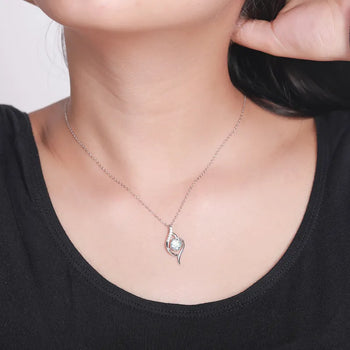 MOISSANITE DIAMOND 1ct PENDANT NECKLACE FOR WOMEN IN STERLING SILVER - IVORY & EBONY