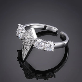 MOISSANITE DIAMOND ADJUSTABLE PANTHER RING IN STERLING SILVER - IVORY & EBONY