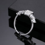 MOISSANITE DIAMOND ADJUSTABLE PANTHER RING IN STERLING SILVER