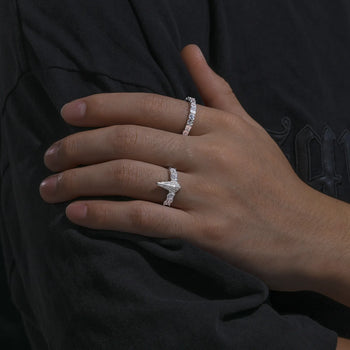 MOISSANITE DIAMOND ADJUSTABLE PANTHER RING IN STERLING SILVER - IVORY & EBONY