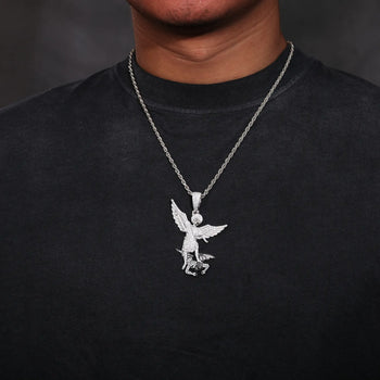 MOISSANITE DIAMOND ANGELS AND DEMONS PENDANT NECKLACE IN STERLING SILVER - IVORY & EBONY