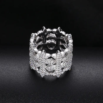 MOISSANITE DIAMOND CROSS RING IN STERLING SILVER - IVORY & EBONY