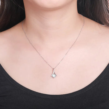 MOISSANITE DIAMOND CRYSTAL PENDANT NECKLACE FOR WOMEN IN STERLING SILVER - IVORY & EBONY