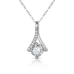 MOISSANITE DIAMOND CRYSTAL PENDANT NECKLACE FOR WOMEN IN STERLING SILVER