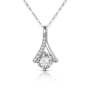 MOISSANITE DIAMOND CRYSTAL PENDANT NECKLACE FOR WOMEN IN STERLING SILVER - IVORY & EBONY