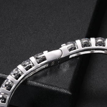 MOISSANITE DIAMOND CUFF BANGLE BRACELET IN STERLING SILVER - IVORY & EBONY