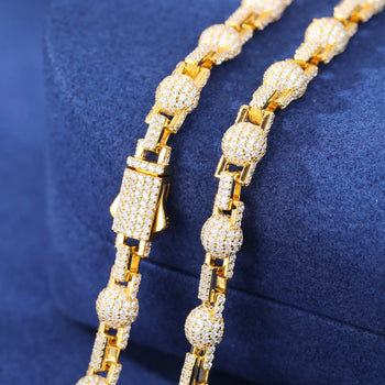 MOISSANITE DIAMOND DISCO BEAD LINK CHAIN NECKLACE OR BRACELET IN STERLING SILVER - IVORY & EBONY