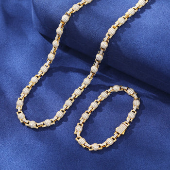MOISSANITE DIAMOND DISCO BEAD LINK CHAIN NECKLACE OR BRACELET IN STERLING SILVER - IVORY & EBONY