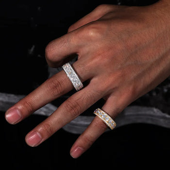 MOISSANITE DIAMOND ETERNITY BAND RING IN STERLING SILVER - IVORY & EBONY