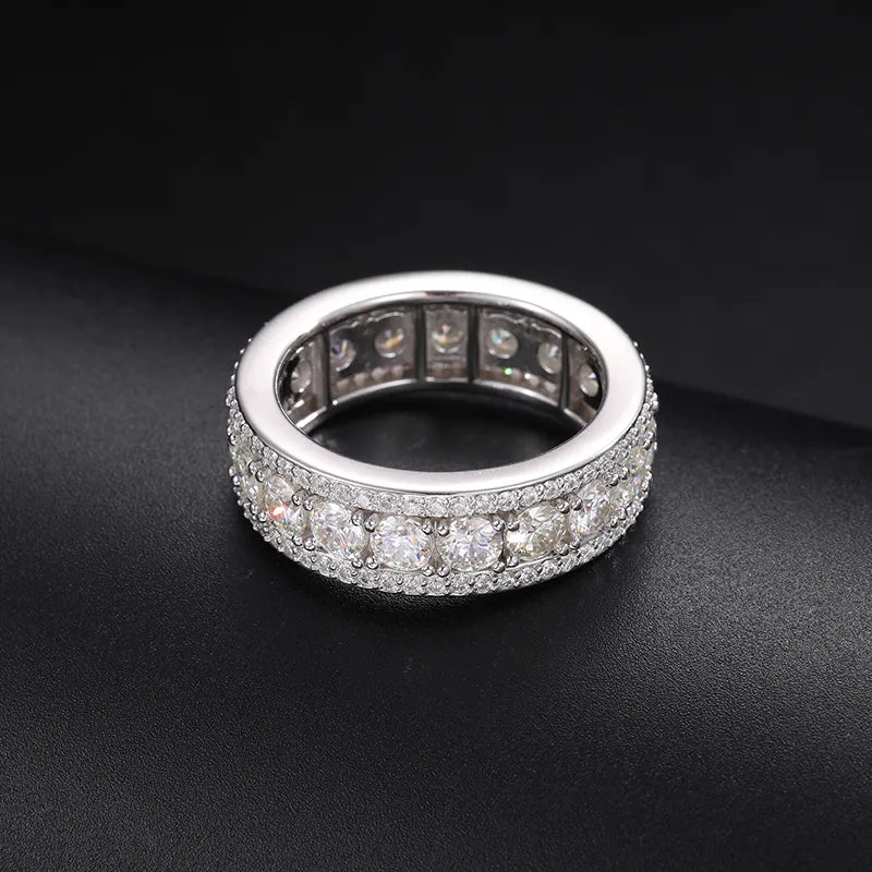 MOISSANITE DIAMOND ETERNITY BAND RING IN STERLING SILVER