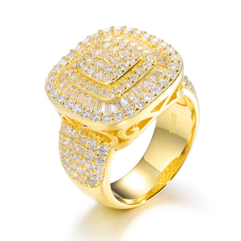 MOISSANITE DIAMOND GEOMETRIC RING IN STERLING SILVER - IVORY & EBONY