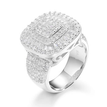 MOISSANITE DIAMOND GEOMETRIC RING IN STERLING SILVER - IVORY & EBONY