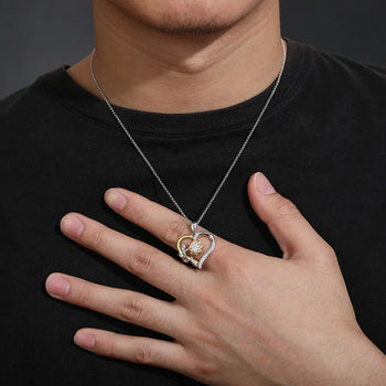 MOISSANITE DIAMOND HEART LOVE ETERNITY PENDANT NECKLACE FOR WOMEN IN STERLING SILVER - IVORY & EBONY