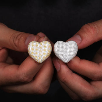 MOISSANITE DIAMOND HEART RING IN STERLING SILVER - IVORY & EBONY