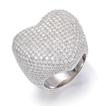 MOISSANITE DIAMOND HEART RING IN STERLING SILVER - IVORY & EBONY