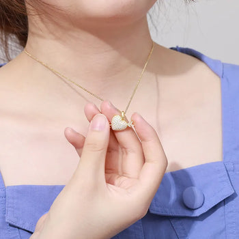 MOISSANITE DIAMOND HEART WITH ARROW PENDANT IN STERLING SILVER - IVORY & EBONY