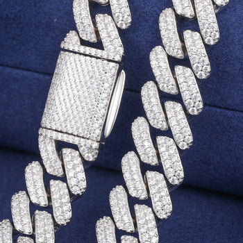 MOISSANITE DIAMOND ICED OUT CUBAN LINK CHAIN NECKLACE OR BRACELET IN STERLING SILVER - IVORY & EBONY