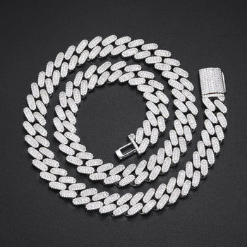 MOISSANITE DIAMOND ICED OUT CUBAN LINK CHAIN NECKLACE OR BRACELET IN STERLING SILVER (STYLE 2) - IVORY & EBONY