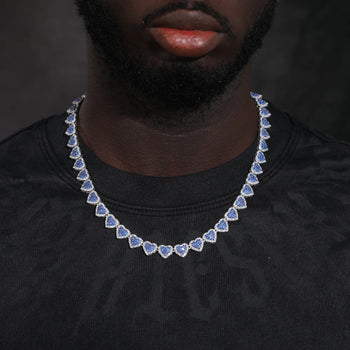 MOISSANITE HEART TENNIS CHAIN NECKLACE IN STERLING SILVER - IVORY & EBONY