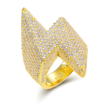 MOISSANITE DIAMOND LIGHTNING FLASH RING IN STERLING SILVER - IVORY & EBONY