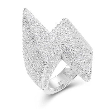 MOISSANITE DIAMOND LIGHTNING FLASH RING IN STERLING SILVER - IVORY & EBONY