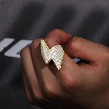 MOISSANITE DIAMOND LIGHTNING FLASH RING IN STERLING SILVER - IVORY & EBONY