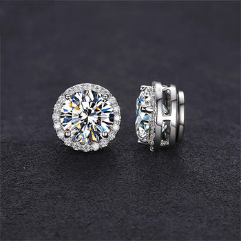 MOISSANITE DIAMOND MAGNETIC EARRINGS IN STERLING SILVER - IVORY & EBONY