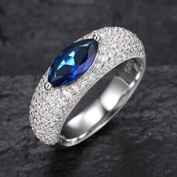 Bague œil maléfique en diamant et moissanite, en argent sterling