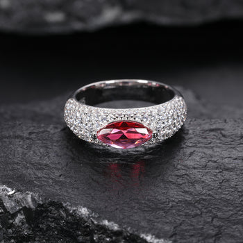 Bague œil maléfique en diamant et moissanite, en argent sterling