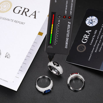 Bague œil maléfique en diamant et moissanite, en argent sterling