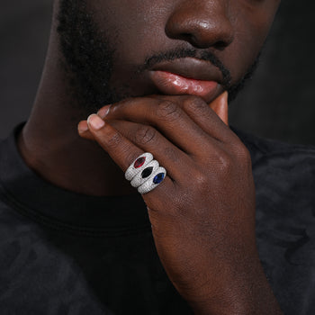 Bague œil maléfique en diamant et moissanite, en argent sterling