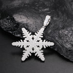 MOISSANITE DIAMOND SNOWFLAKE PENDANT NECKLACE IN STERLING SILVER