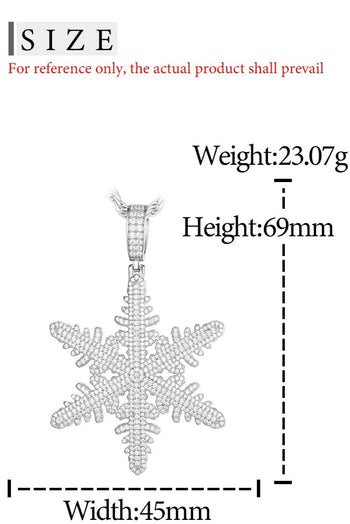 COLLIER PENDENTIF FLOCON DE NEIGE EN MOISANITE ET DIAMANTS, EN ARGENT MASSIF