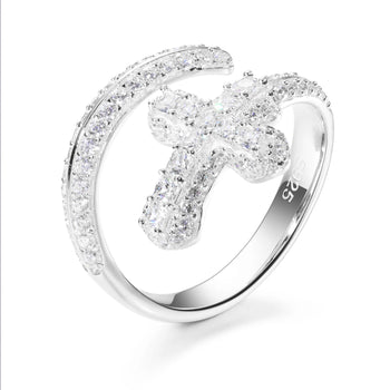 MOISSANITE DIAMOND SWORD CROSS RING IN STERLING SILVER - IVORY & EBONY