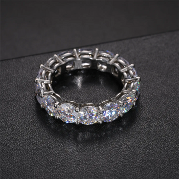 MOISSANITE DIAMOND TENNIS ETERNITY ENGAGEMENT RING IN STERLING SILVER - IVORY & EBONY