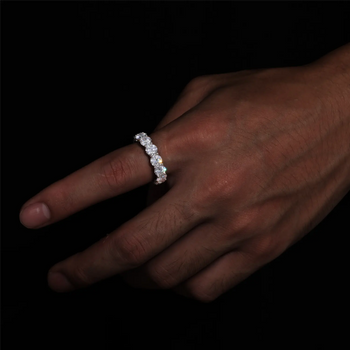 MOISSANITE DIAMOND TENNIS ETERNITY ENGAGEMENT RING IN STERLING SILVER - IVORY & EBONY