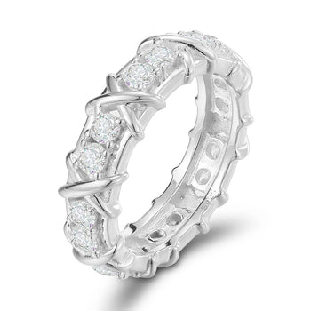 MOISSANITE DIAMOND TWISTED RING IN STERLING SILVER - IVORY & EBONY
