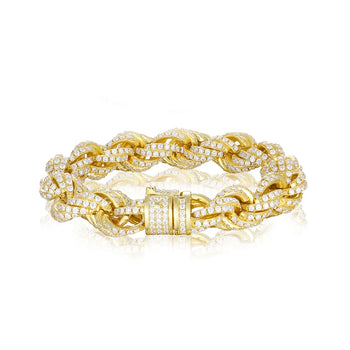 MOISSANITE DIAMOND TWISTED ROPE CHAIN BRACELET IN STERLING SILVER - IVORY & EBONY