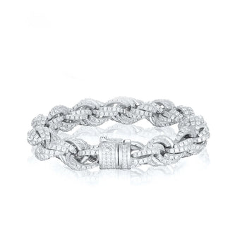 MOISSANITE DIAMOND TWISTED ROPE CHAIN BRACELET IN STERLING SILVER - IVORY & EBONY