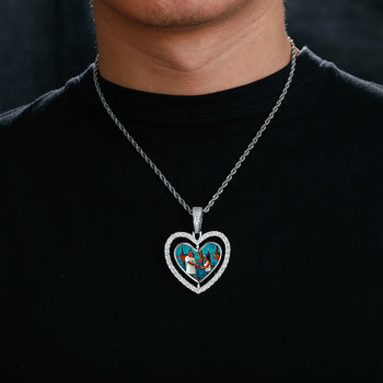 PHOTO EN ARGENT MASSIF AVEC HALO DE MISSANITE EN FORME DE CŒUR