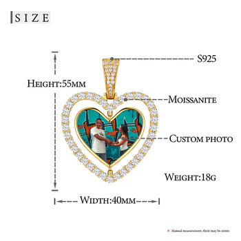 PHOTO EN ARGENT MASSIF AVEC HALO DE MISSANITE EN FORME DE CŒUR