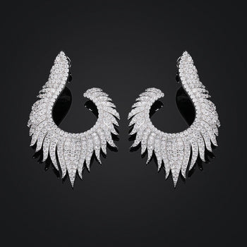 MOISSANITE DIAMOND WING EARRINGS IN STERLING SILVER - IVORY & EBONY
