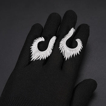 MOISSANITE DIAMOND WING EARRINGS IN STERLING SILVER - IVORY & EBONY