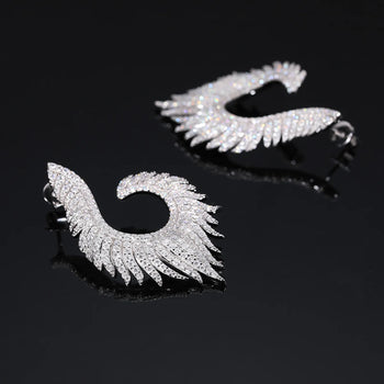 MOISSANITE DIAMOND WING EARRINGS IN STERLING SILVER - IVORY & EBONY