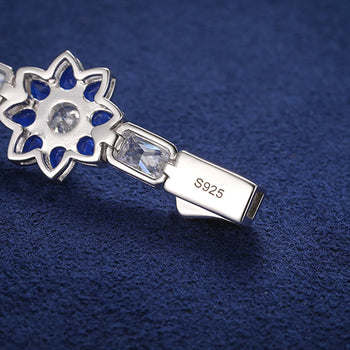 FLOWER TENNIS CHAIN BRACELET IN STERLING SILVER - IVORY & EBONY